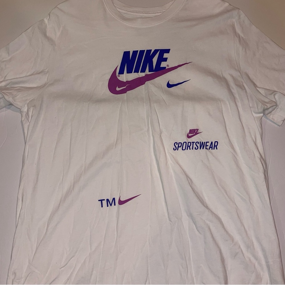 Nike White and Purple Logo Men's T-Shirt